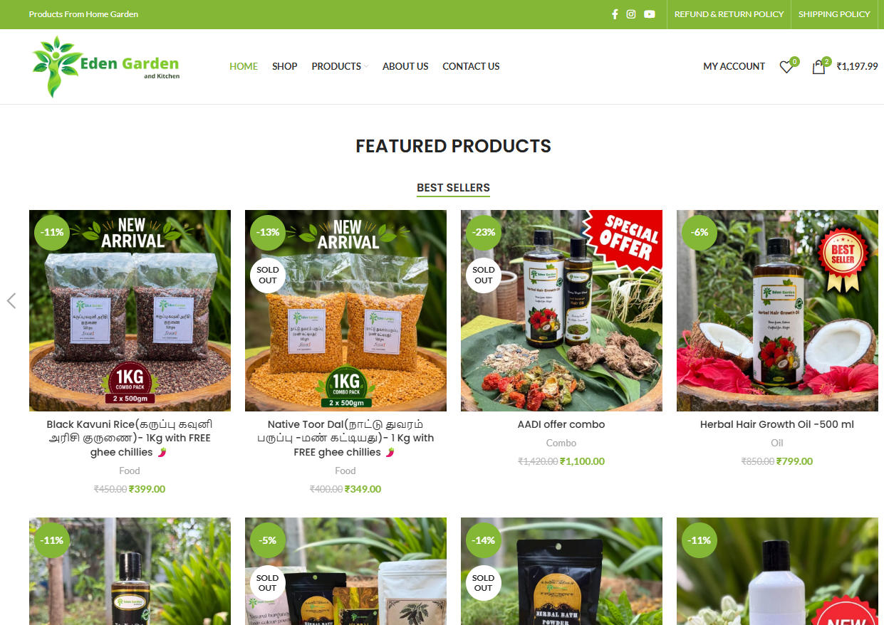 Eden Garden and Kitchen — online store, featured products